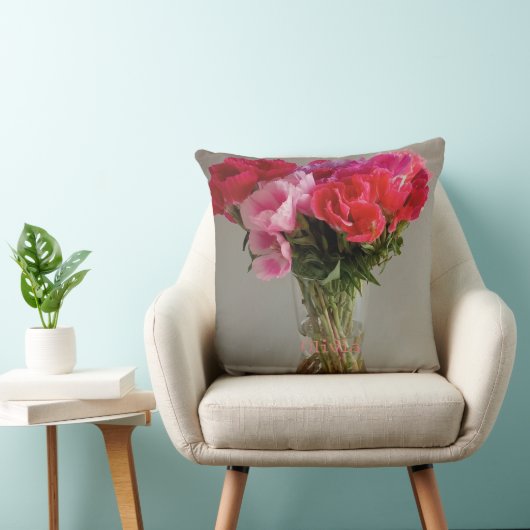 花かわいらし2月の写真+名前をカスタムする クッション (椅子)