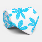 花かわいらし – スカイブルー付き白 ネクタイ (ロール)