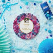 花かわいらし、ハッピーバースデー、カスタム文字 ペーパープレート (パーティー)