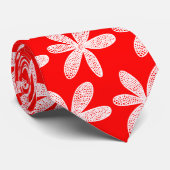 花かわいらし – 赤の上に白 ネクタイ (ロール)