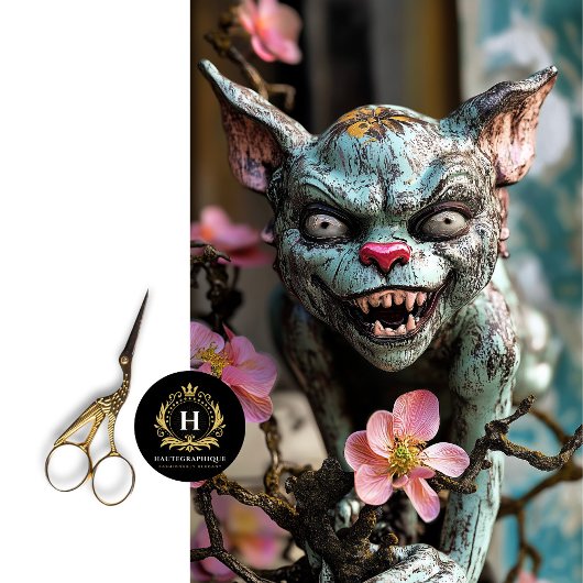 花がお洒落切り離されるゴシック様式のガーゴイル 薄葉紙