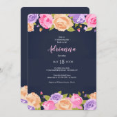 花がたくさん咲くブライダルシャワーの招待 招待状 (正面/裏面)