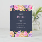 花がたくさん咲くブライダルシャワーの招待 招待状 (スタンド正面)