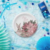 花がピンクに輝く、地球のうさぎ平和 ペーパープレート (パーティー)