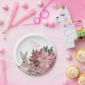 花がピンクに輝く、地球のうさぎ平和 ペーパープレート (パーティー)