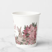 花がピンクに輝く、地球のうさぎ平和 紙コップ (裏面)