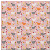 花がピンク色の庭の鶏 ファブリック (見本)