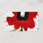 花がリボンの線を赤いピンクの名刺に渦巻きます 名刺 (裏面)