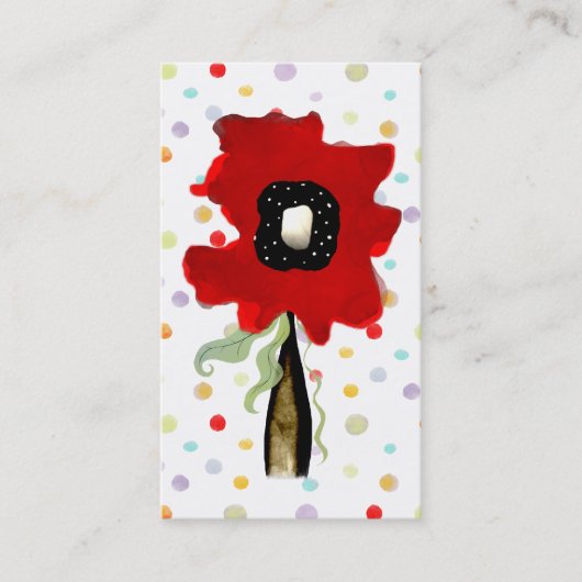 花がリボンの線を赤いピンクの名刺に渦巻きます 名刺 (正面)