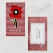 花がリボンの線を赤いピンクの名刺に渦巻きます 名刺 (正面/裏面)