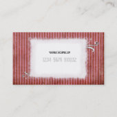 花がリボンの線を赤いピンクの名刺に渦巻きます 名刺 (裏面)