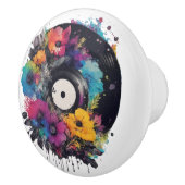 花が付いたビニールカラフルレコード セラミックノブ (右)