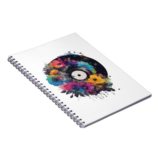 花が付いたビニールカラフルレコード ノートブック (右側)