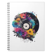 花が付いたビニールカラフルレコード ノートブック (正面)