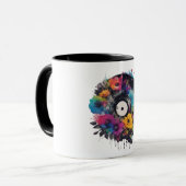 花が付いたビニールカラフルレコード マグカップ (正面左)
