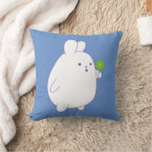 花が付いた可愛いウサギ クッション (ブランケット)