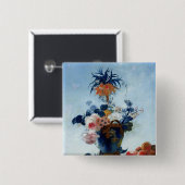 花が付いているつぼ 缶バッジ (正面&裏面)