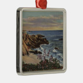 花が付いているアーチのビーチの眺め メタルオーナメント (右)