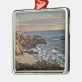 花が付いているアーチのビーチの眺め メタルオーナメント (左)