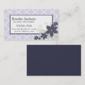 花が付いているエレガントなラベンダーのクローバーパターン 名刺 (正面/裏面)