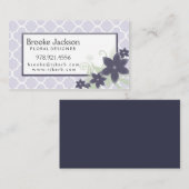 花が付いているエレガントなラベンダーのクローバーパターン 名刺 (正面/裏面)