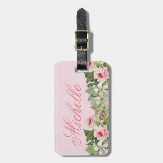 花が付いているエレガントな花の一流の荷物のラベル ラゲッジタグ (正面縦)