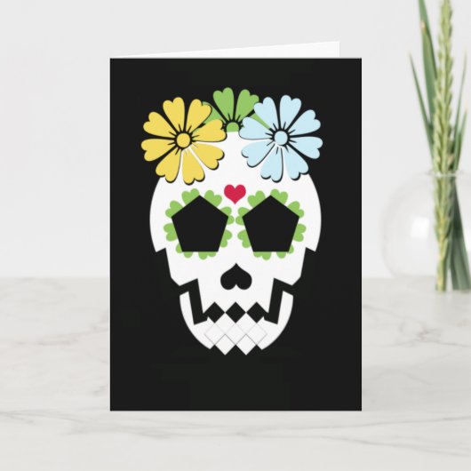 花が付いているスカル カード (正面)