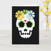 花が付いているスカル カード (黄色い花)