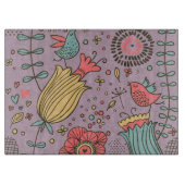 花が付いているスタイリッシュな花パターン カッティングボード (正面)