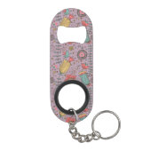 花が付いているスタイリッシュな花パターン キーホルダー栓抜き (裏面)