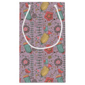 花が付いているスタイリッシュな花パターン スモールペーパーバッグ (裏面)