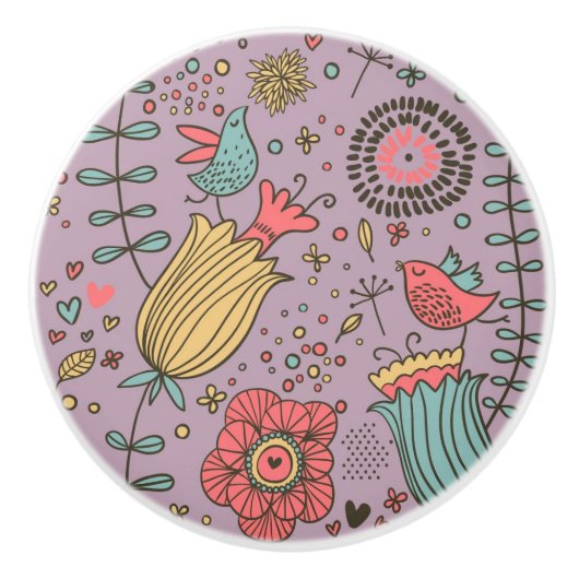 花が付いているスタイリッシュな花パターン セラミックノブ (正面)