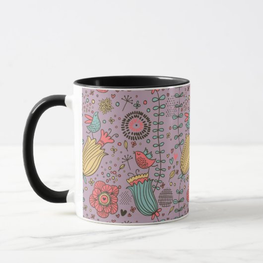 花が付いているスタイリッシュな花パターン マグカップ (左)