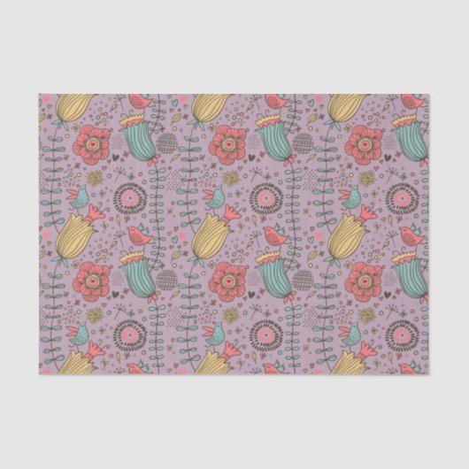 花が付いているスタイリッシュな花パターン 薄葉紙 (正面)