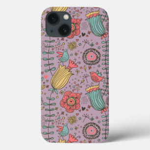 花が付いているスタイリッシュな花パターン iPhone 13ケース
