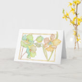 花が付いているハッピーバースデーの水彩画カード カード (黄色い花)