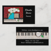 花が付いているピアニストの名刺 名刺 (正面/裏面)