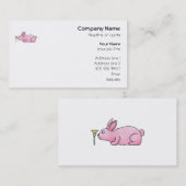 花が付いているピンクのウサギ 名刺 (正面/裏面)