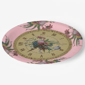 花が付いているヴィンテージの時計 ペーパープレート (アングル)