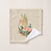 花が付いているヴィンテージの東洋のヨット バスタオルセット (ウォッシュタオル)