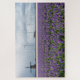 花が付いている伝統的で、モダンな風車 ジグソーパズル