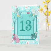 花が付いている第13バースデー・カード カード (黄色い花)