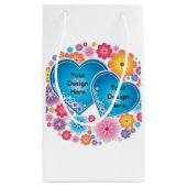 花が付いている青いハート スモールペーパーバッグ (裏面)
