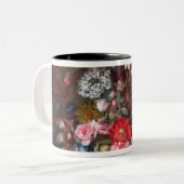 花が付いている静物画 ツートーンマグカップ (正面左)