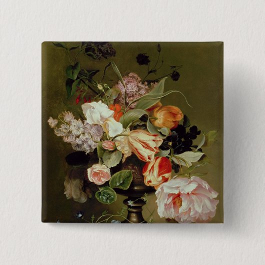 花が付いている静物画 缶バッジ (正面)