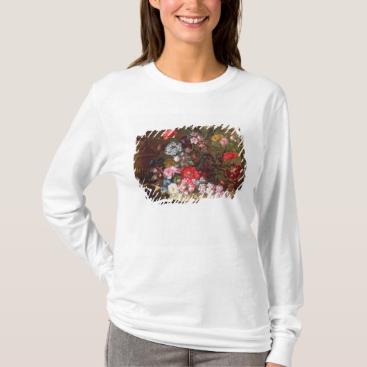 花が付いている静物画 Tシャツ (正面)