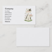 花が付いている黒く及び白い子猫 名刺 (正面/裏面)