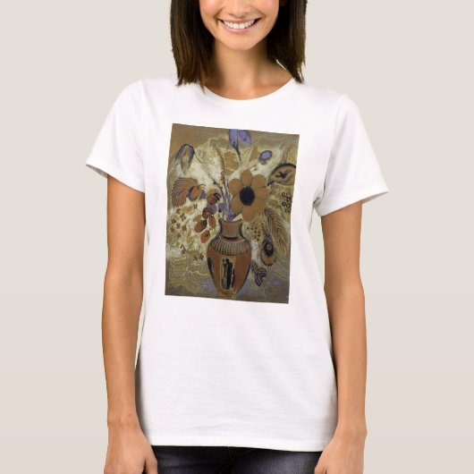 花が付いているEtruscanのつぼ Tシャツ (正面)