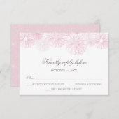 花が付いているRSVPカード-女の子の洗礼、聖餐 出欠カード (正面/裏面)