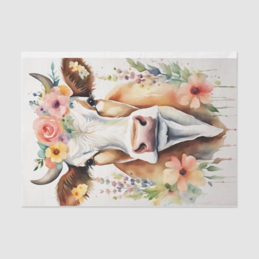 花が切り離される水彩乳牛 薄葉紙 (正面)